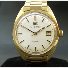 18k Solid Gold 1973 Iwc Schaffhausen Cal. 8541b Date Hack Large Swiss 114g Net