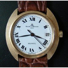 18k Yellow Gold Baume & Mercier Baumatic Wrist Watch Bm-860 Automatic 33.8mm