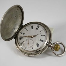 1900 Silver Antique Remontoir Pocket Watch Manual Charge 15 Rubies With Emblem