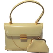 1960s Vintage Koret Beige Leather Classic Handbag