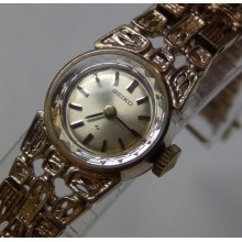 1970' Seiko Ladies 17Jwl Gold Unusual Case Watch - Rare