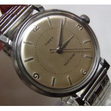 1970' Timex Men's Silver Automatic Made in Great Britain Large Watch w/ Bracelet