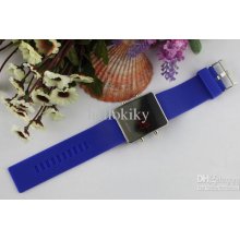 1pcs Blue Silicone Digital Led Rectangle Watch Bracelet #21882