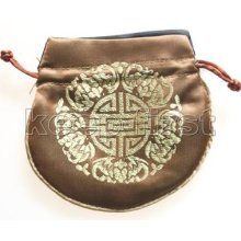 1pcs Handmade Brown Chinese Silk Bag Purse