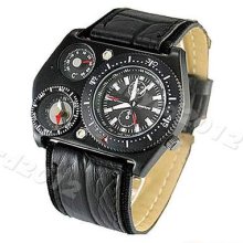 1x Oulm Out Door Sport Men's Fashion Quartz Watch With Compass Thermometer