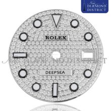 2.80ct Total Full Pave Diamond Dial For Rolex Sea-dweller Deepsea 44mm Watch