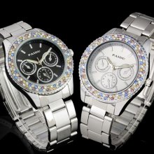 2 Choice Muticolor Diamond Crystal Dial Quartz Women Ladies Wristwatch Free Post