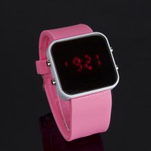 2 Pcs Luxury Sport Style Digital Led Watch Mirror Surface Silicone For Lady &men