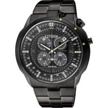 2013 Citizen Eco-drive Bullhead Chronograph Black Tachy 100m Watch Ca0485-52e