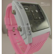 20pcs New Rectangle Dual Display Digital Mix Colour Unisex Watch Wit