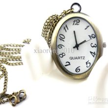 28pcs New Antique Bronze Color Oval Shape Pocket Watch Necklace Chri