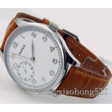 44mm Big Pilot Parnis White Dial 6497 Movement Manual Winding Mens Watch P006d