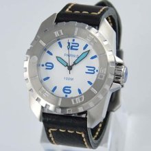 44mm Parnis White Dial Blue Number Luminous Submariner Model Mens Watches P-217