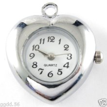 5p Arrive Fashionable Quartz Silver Tone Heart Watch Faces For Beading W19