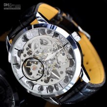 5pcs Classic Hollow Out Dial Manual Mechanical Watches Steel Case Le