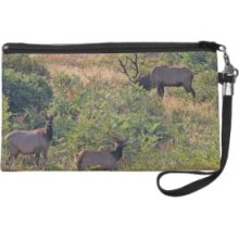 6 Point Bull Elk and Two Cows Wildlife Photo Wristlet Purse