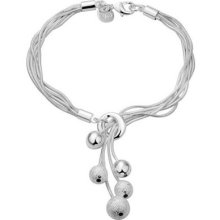 925 Sterling Silver 5-line Beads Bracelet Jewelry