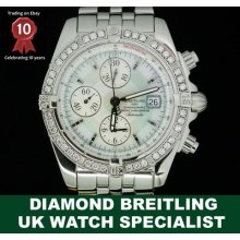 A Custom Xl Diamond Steel Breitling Chronomat Evolution - Uk Seller / Dealer