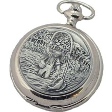 A E Williams 4839 Fishing Mens Quartz Pocket Watch With Chain