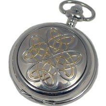 A E Williams Celtic Knot 2 Tone Mens Mechanical Pocket Watch With Chain