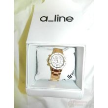 A_line Women's 20107dv Marina Chronograph White Textured Dial Rose Watch