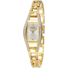 Accurist Ladies Gold Plated Crystal Set Bracelet Watch Lb1026p