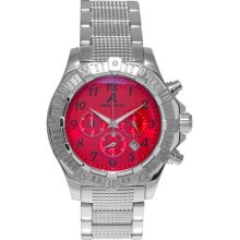 Adee Kaye Men's Red Diver Stainless Steel Chronograph Watch