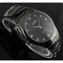 All Black Stainless Steel Mens Wrist Watch Quartz Casual Style