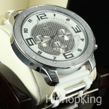 All White Soulja Boy Fashion Hip Hop Watch 3 Slim Hands Thick Big Polished Case