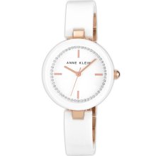 Anne Klein Ceramic Half Bangle Watch, 31mm White/ Rose Gold