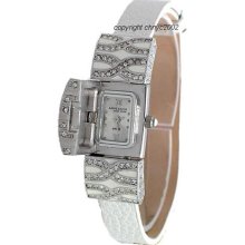 Anne Klein Swarovski Crystals Leather Ladies Watch 12/1601SVWT