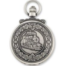 Antique Chrome Finish Steam Engine Pocket Watch