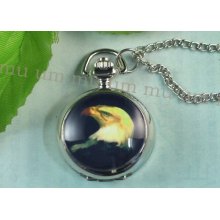 Antique Pocket Watch Eagle Necklace Locket Pendant Chain Black Wp190