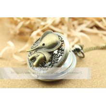 antique pocket watch necklace with Elephant baby elephant mens jewellery