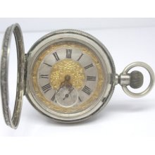 Antique Russian 84 0.875 Silver Pocket Watch Fancy Metal Dial Ancre Ligne Droite