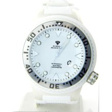 Aqua Master White Dial White Rubber Band Mens Watch W313-8