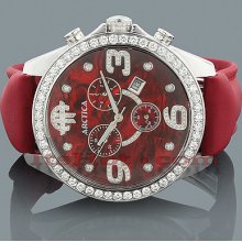 Arctica Watches Mens Diamond Watch 4.00ct Red