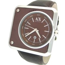 Armani Exchange AX1062 Geometric Chrono Brown Leather Ladies Watch