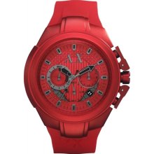 Armani Exchange Chronograph Red Silicone Strap 38mm Mens Watch AX1186