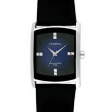 Armitron Men`s Dressy Sport Watch W/ Black Leather Strap & Blue Dial