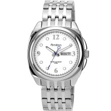 Armitron Men's Silver tone Link Bracelet Watch w/ white Dial Day Date