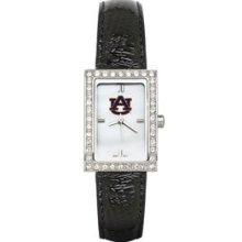 AUBURN UNIV LADIES ALLURE WATCH BLACK LEATHER STRAP