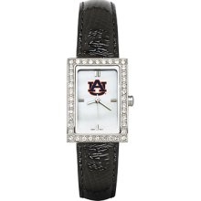 Auburn University Ladies Allure Watch Black Leather Strap