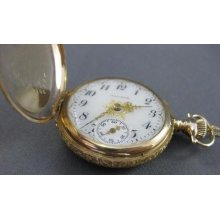 Authentic Waltham Antique 14kt Yellow Gold Mechanical Pocket Watch 21963