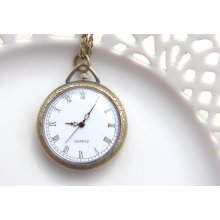 Baroque Style Pocket Watch, Vintage Style Pocketwatch, Working Watch, Bohemain Style, Boho Clock Necklace (PW28)