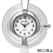 Becora Silver Plated Bangle Watch With Crystal White Bezel Wrap - Bracelet