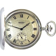 Bernex Swiss Made Mechanical Solid Sterling Silver Full Hunter Pocket Watch