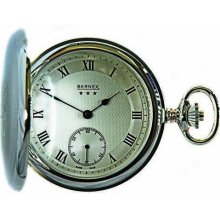 Bernex Swiss Made Mechanical Solid Sterling Silver Engine Turned Full Hunter Pocket Watch