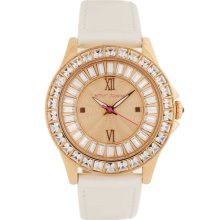 Betsey Johnson 'Bling Bling Time' Leather Strap Watch