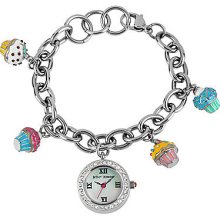 Betsey Johnson Female Cupcake Charm Watch - Silver